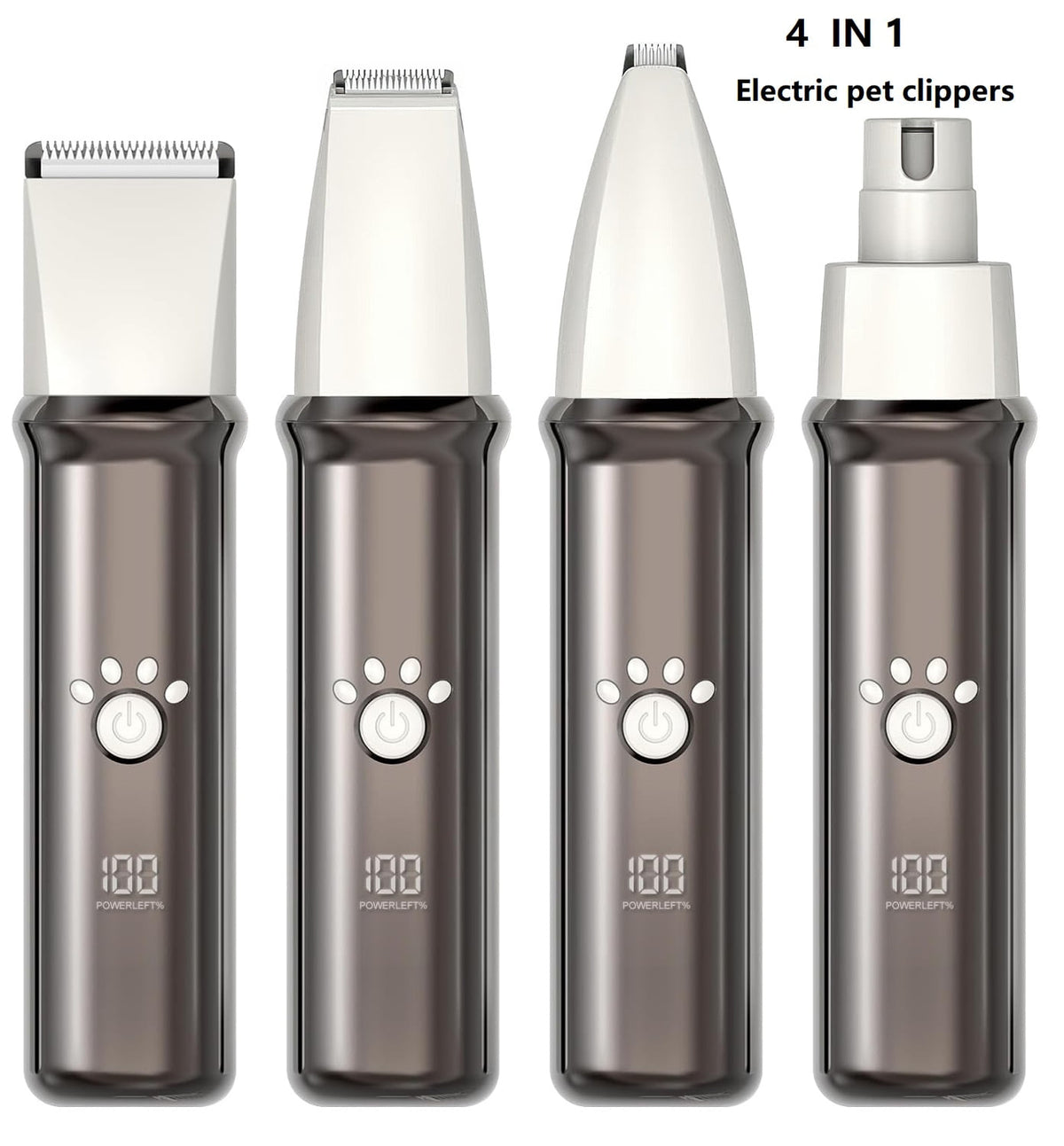 4 in 1 Dog Grooming Clippers Kit with LED Display,Waterproof Dog Clippers Cordless for Thick Hair,Low Noise Dog Hair Trimmer for Dogs Cats Animals